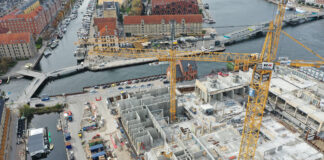 Dronebillede af byggeplads i København