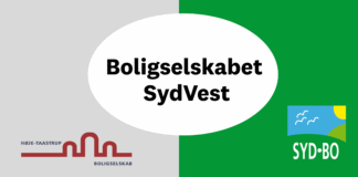 Grafik med logo fra Høje-Taastrup Boligselskab og Sydkystens Boligselskab samt Boligselskabet SydVest i midten